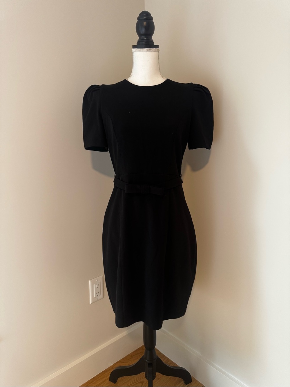 EXPRESS Black Puff Sleeve Belted Sheath Dress Medium M
